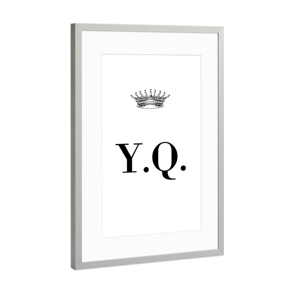 Poster mit Rahmen Silber "Queen YQ" artboxONE - Schwarzweiß,Buchstaben