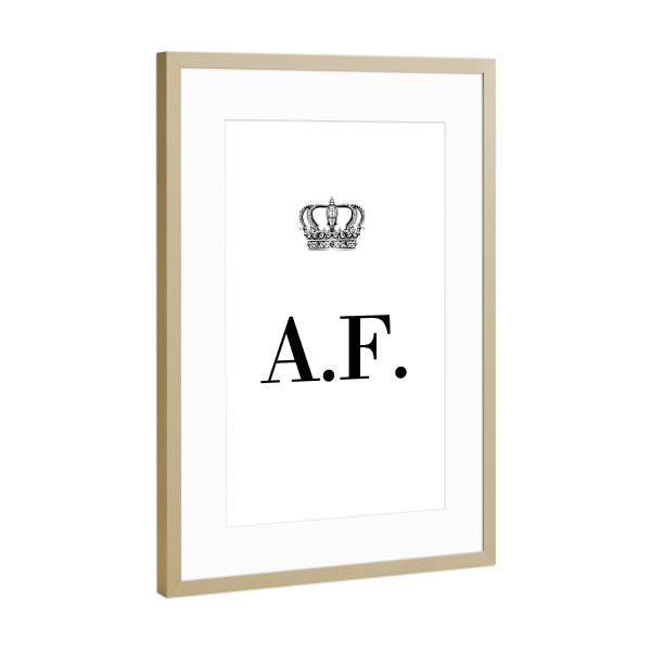 Poster mit Rahmen Gold "King AF" artboxONE - Schwarzweiß,Buchstaben