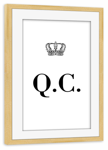 Poster mit Rahmen kiefer "King QC" artboxONE - Schwarzweiß,Buchstaben