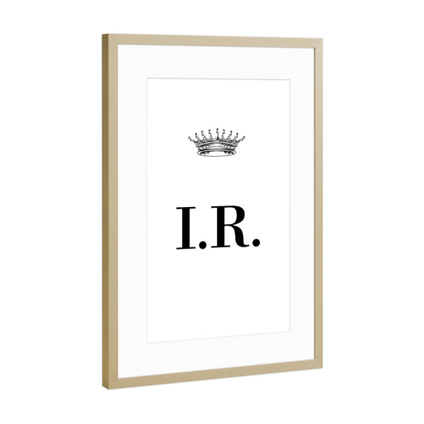 Poster mit Rahmen Gold "Queen IR" artboxONE - Schwarzweiß,Buchstaben