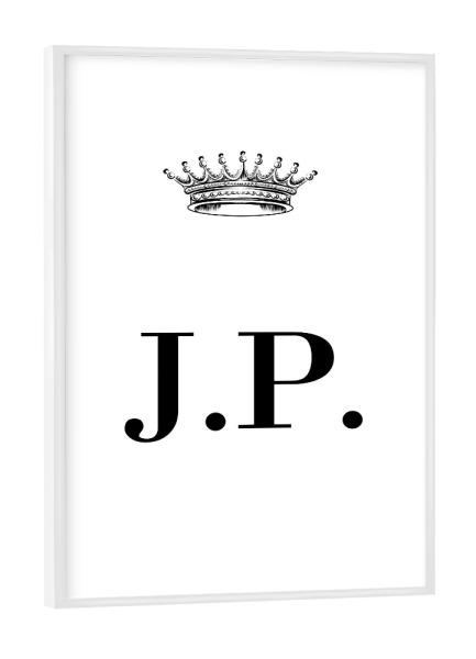 Poster mit weißem Rahmen "Queen JP" artboxONE - Schwarzweiß,Buchstaben