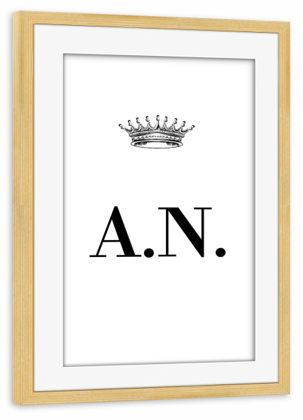 Poster mit Rahmen kiefer "Queen AN" artboxONE - Schwarzweiß,Buchstaben