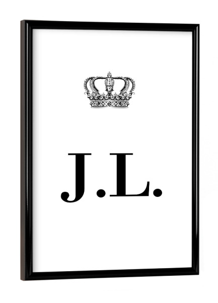 Poster mit schwarzem Rahmen "King JL" artboxONE - Schwarzweiß,Buchstaben