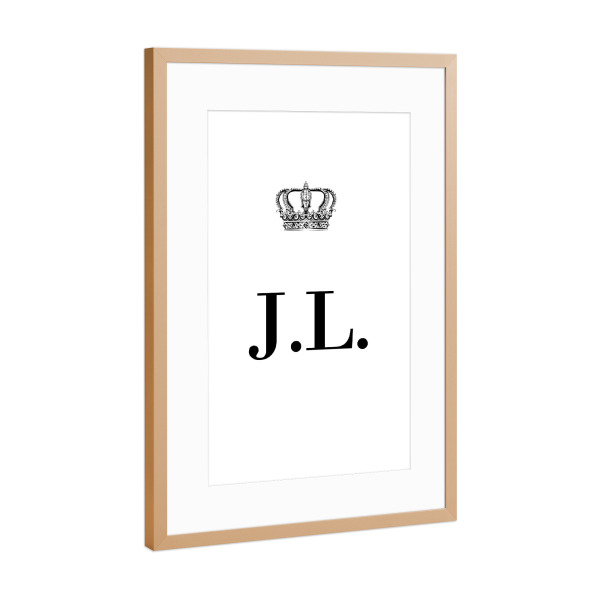 Poster mit Rahmen Kupfer "King JL" artboxONE - Schwarzweiß,Buchstaben