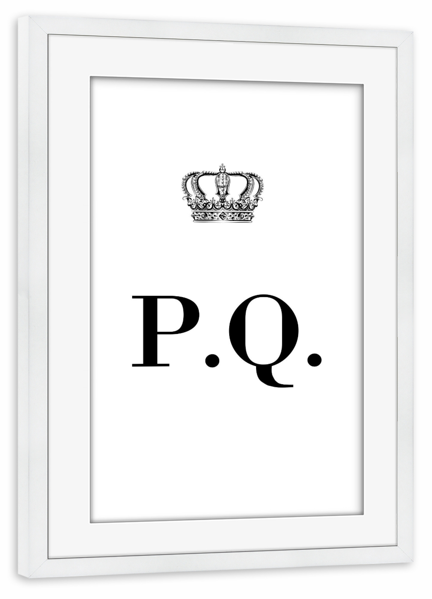 Poster mit Rahmen weiß "King PQ" artboxONE - Schwarzweiß,Buchstaben