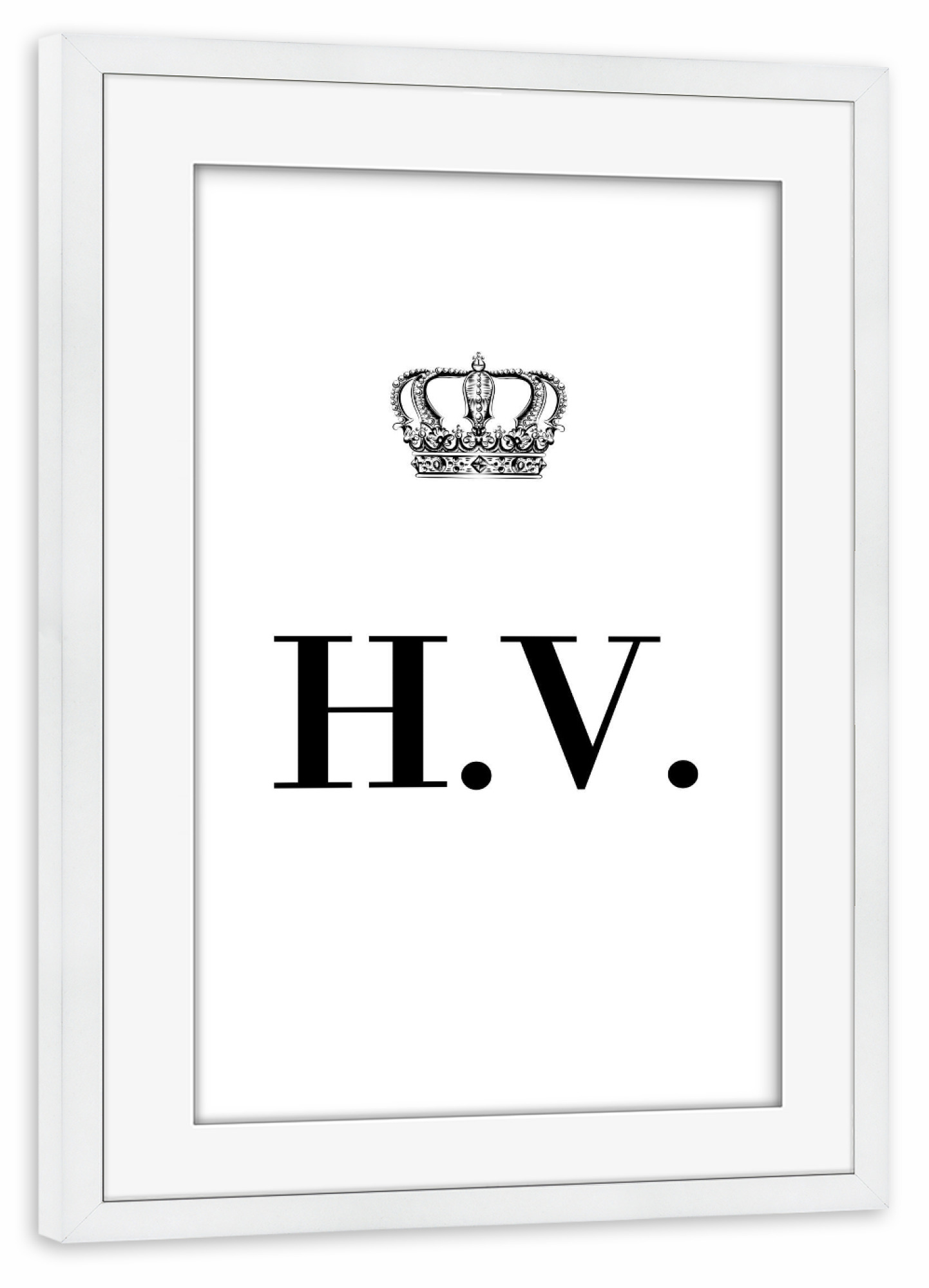 Poster mit Rahmen weiß "King HV" artboxONE - Schwarzweiß,Buchstaben