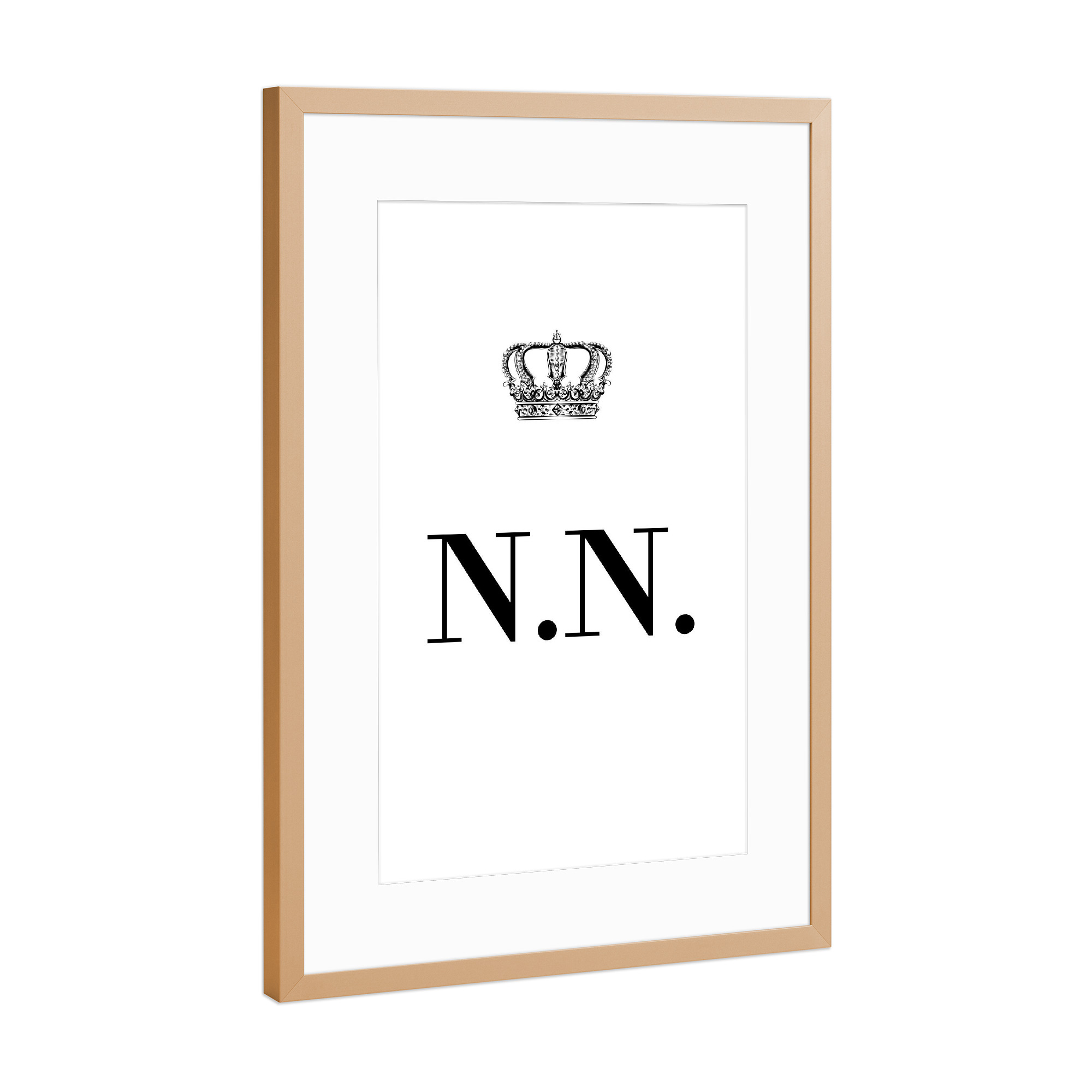 Poster mit Rahmen Kupfer "King NN" artboxONE - Schwarzweiß,Buchstaben