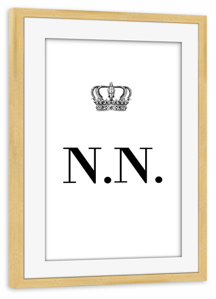 Poster mit Rahmen kiefer "King NN" artboxONE - Schwarzweiß,Buchstaben