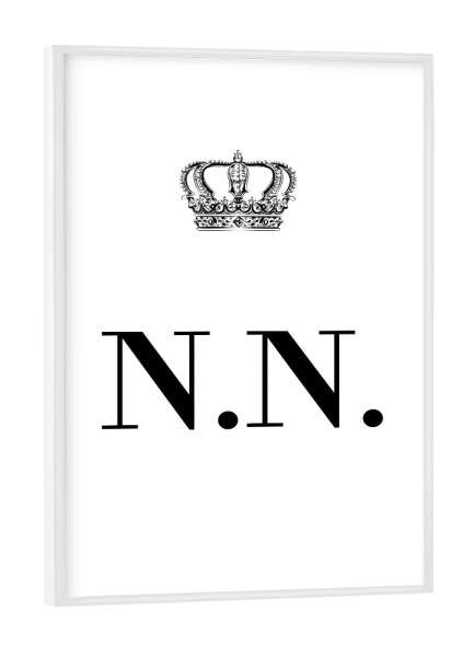 Poster mit weißem Rahmen "King NN" artboxONE - Schwarzweiß,Buchstaben