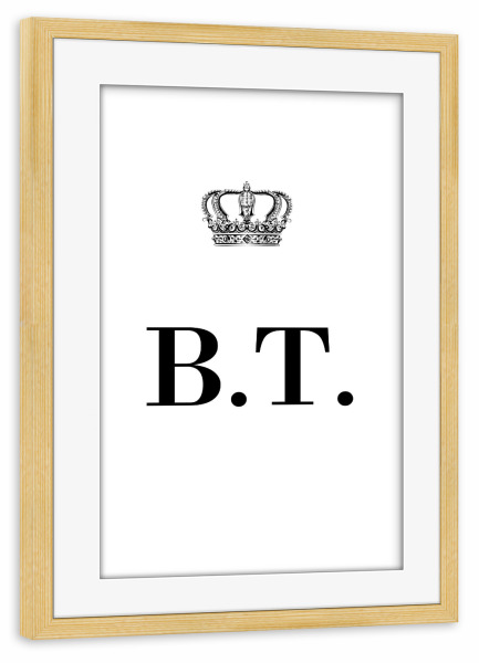 Poster mit Rahmen kiefer "King BT" artboxONE - Schwarzweiß,Buchstaben