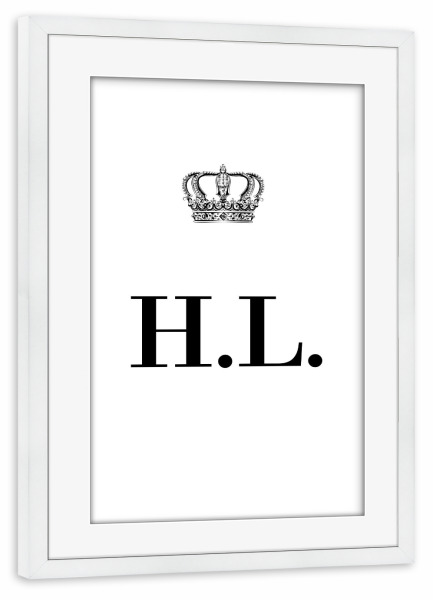 Poster mit Rahmen weiß "King HL" artboxONE - Schwarzweiß,Buchstaben