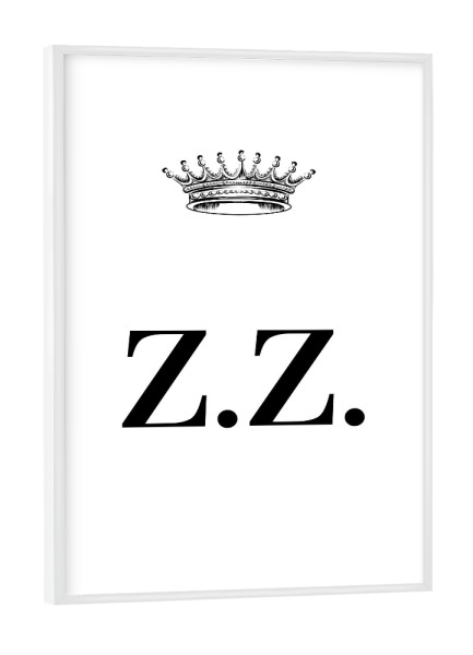 Poster mit weißem Rahmen "Queen ZZ" artboxONE - Schwarzweiß,Buchstaben