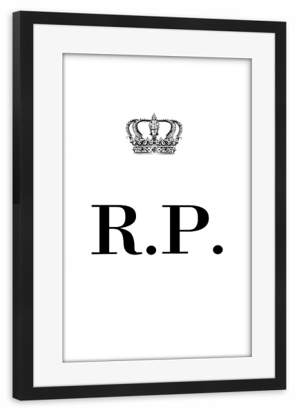 Poster mit Rahmen schwarz "King RP" artboxONE - Schwarzweiß,Buchstaben
