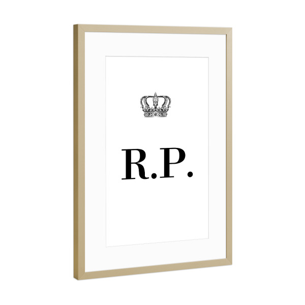 Poster mit Rahmen Gold "King RP" artboxONE - Schwarzweiß,Buchstaben