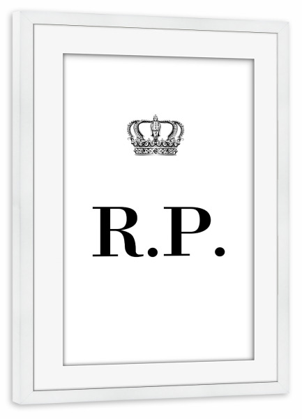 Poster mit Rahmen weiß "King RP" artboxONE - Schwarzweiß,Buchstaben