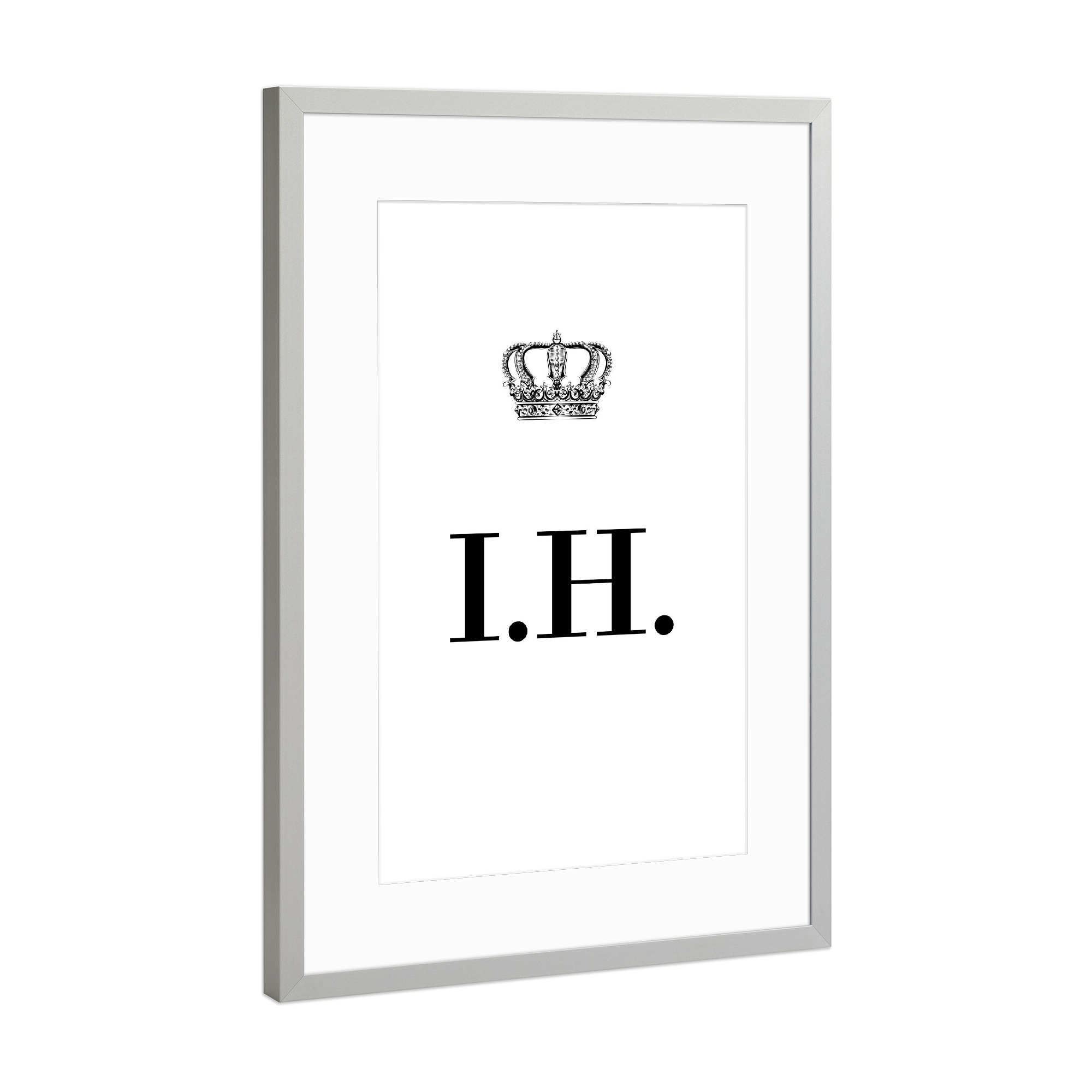 Poster mit Rahmen Silber "King IH" artboxONE - Schwarzweiß,Buchstaben