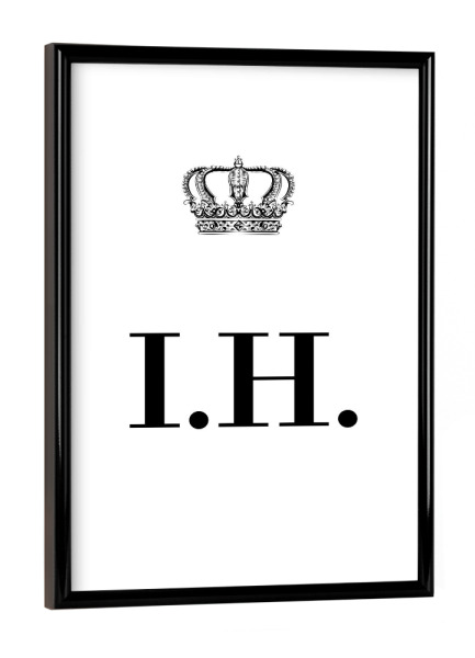 Poster mit schwarzem Rahmen "King IH" artboxONE - Schwarzweiß,Buchstaben