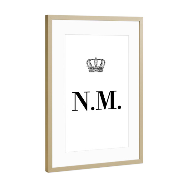 Poster mit Rahmen Gold "King NM" artboxONE - Schwarzweiß,Buchstaben