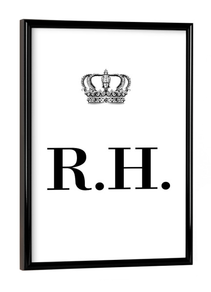 Poster mit schwarzem Rahmen "King RH" artboxONE - Schwarzweiß,Buchstaben
