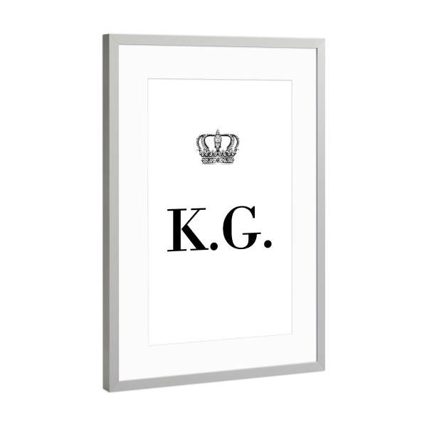 Poster mit Rahmen Silber "King KG" artboxONE - Schwarzweiß,Buchstaben