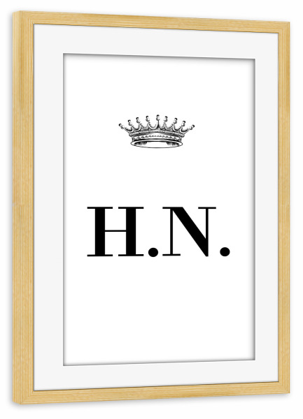 Poster mit Rahmen kiefer "Queen HN" artboxONE - Schwarzweiß,Buchstaben