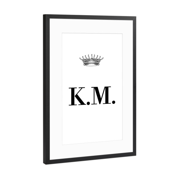 Poster mit Rahmen Schwarz (Metallic) "Queen KM" artboxONE - Schwarzweiß,Buchstaben