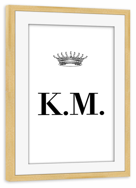 Poster mit Rahmen kiefer "Queen KM" artboxONE - Schwarzweiß,Buchstaben