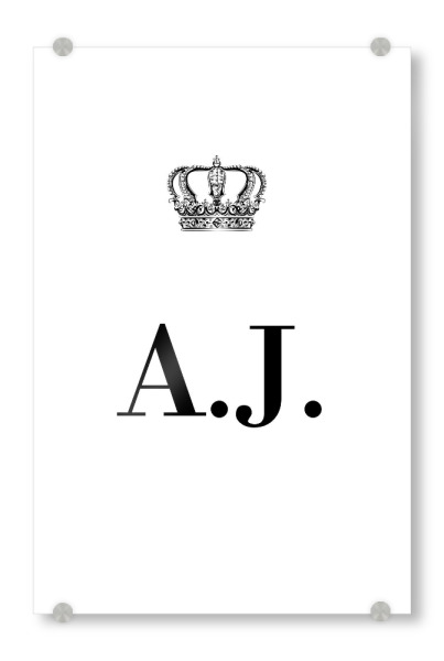 Acrylglasbild "King AJ" artboxONE - Schwarzweiß,Buchstaben