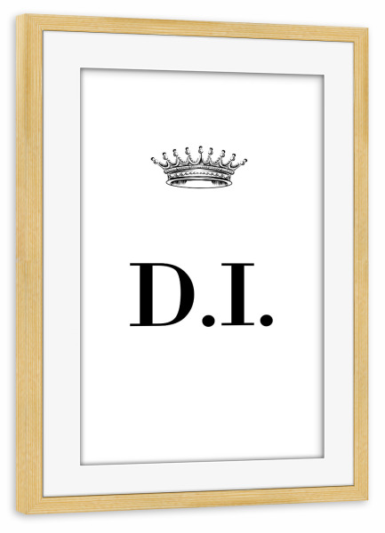 Poster mit Rahmen kiefer "Queen DI" artboxONE - Schwarzweiß,Buchstaben