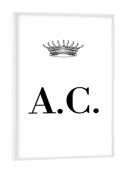 Poster mit weißem Rahmen "Queen AC" artboxONE - Schwarzweiß,Buchstaben