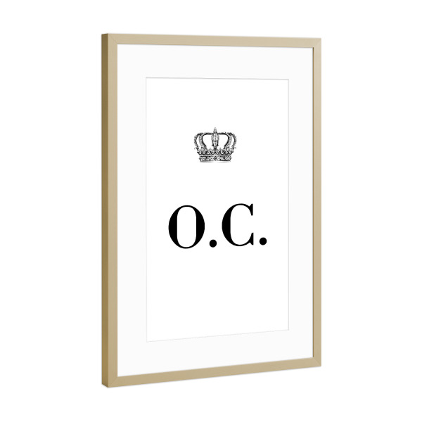 Poster mit Rahmen Gold "King OC" artboxONE - Schwarzweiß,Buchstaben