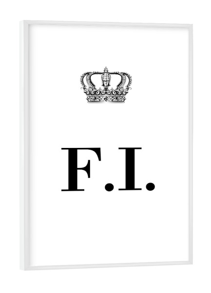 Poster mit weißem Rahmen "King FI" artboxONE - Schwarzweiß,Buchstaben