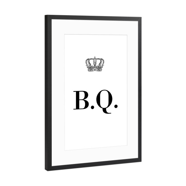 Poster mit Rahmen Schwarz (Metallic) "King BQ" artboxONE - Schwarzweiß,Buchstaben