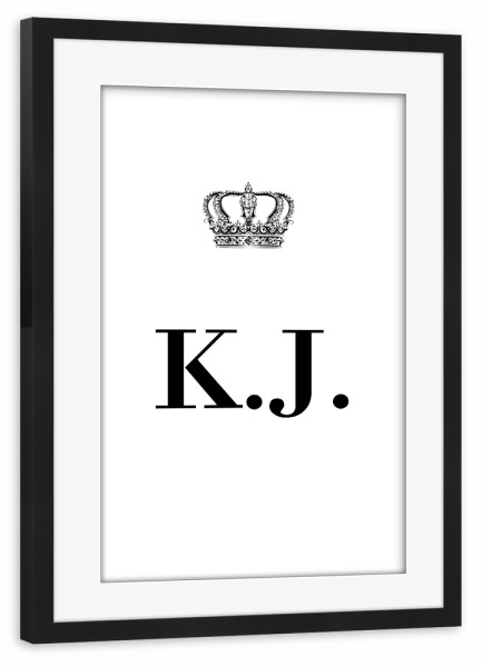 Poster mit Rahmen schwarz "King KJ" artboxONE - Schwarzweiß,Buchstaben