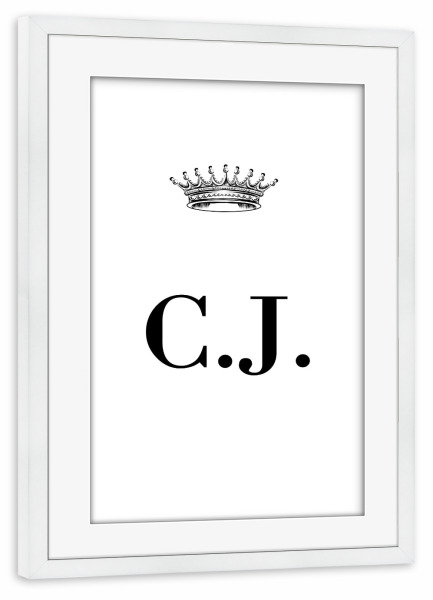 Poster mit Rahmen weiß "Queen CJ" artboxONE - Schwarzweiß,Buchstaben