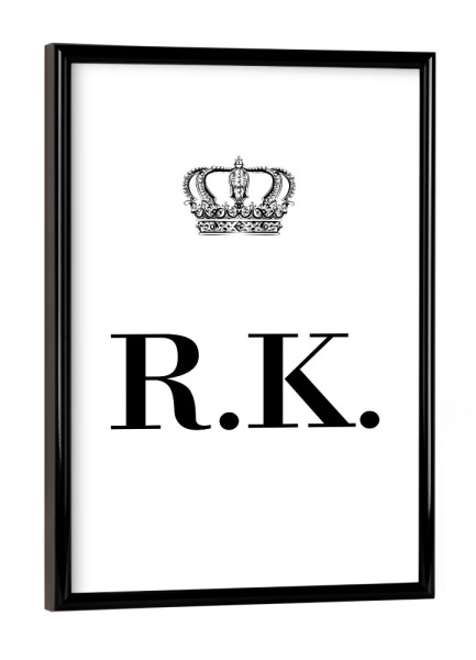 Poster mit schwarzem Rahmen "King RK" artboxONE - Schwarzweiß,Buchstaben