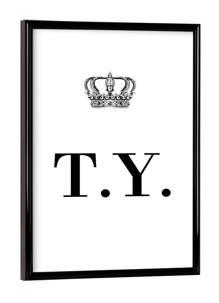 Poster mit schwarzem Rahmen "King TY" artboxONE - Schwarzweiß,Buchstaben