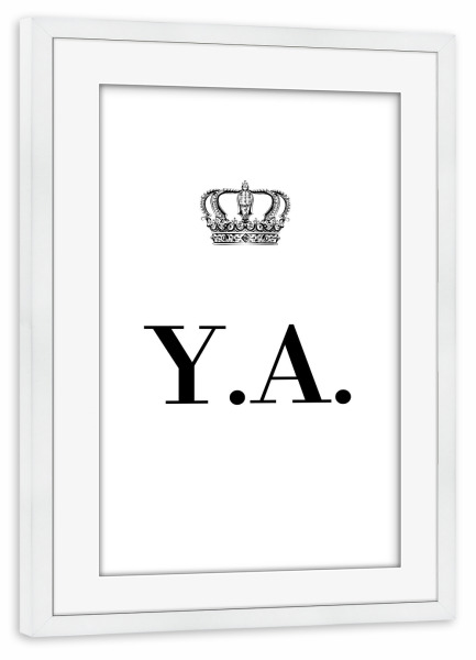 Poster mit Rahmen weiß "King YA" artboxONE - Schwarzweiß,Buchstaben