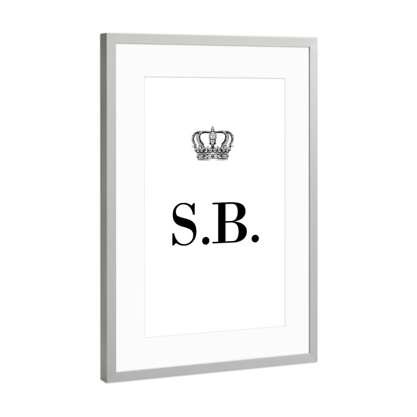 Poster mit Rahmen Silber "King SB" artboxONE - Schwarzweiß,Buchstaben