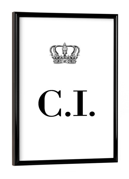 Poster mit schwarzem Rahmen "King CI" artboxONE - Schwarzweiß,Buchstaben