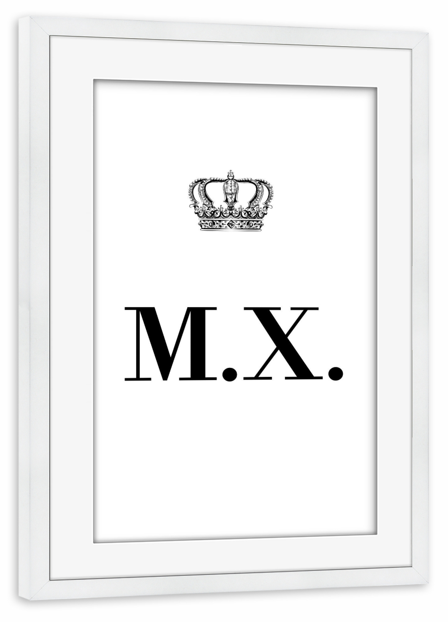 Poster mit Rahmen weiß "King MX" artboxONE - Schwarzweiß,Buchstaben