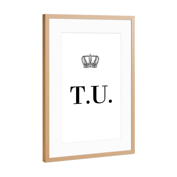 Poster mit Rahmen Kupfer "King TU" artboxONE - Schwarzweiß,Buchstaben