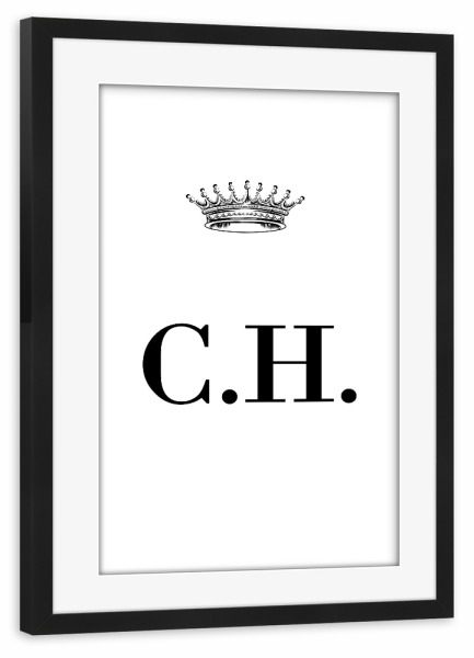 Poster mit Rahmen schwarz "Queen CH" artboxONE - Schwarzweiß,Buchstaben