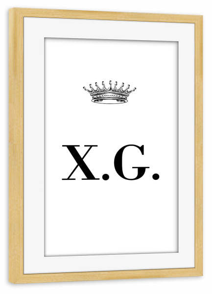 Poster mit Rahmen kiefer "Queen XG" artboxONE - Schwarzweiß,Buchstaben