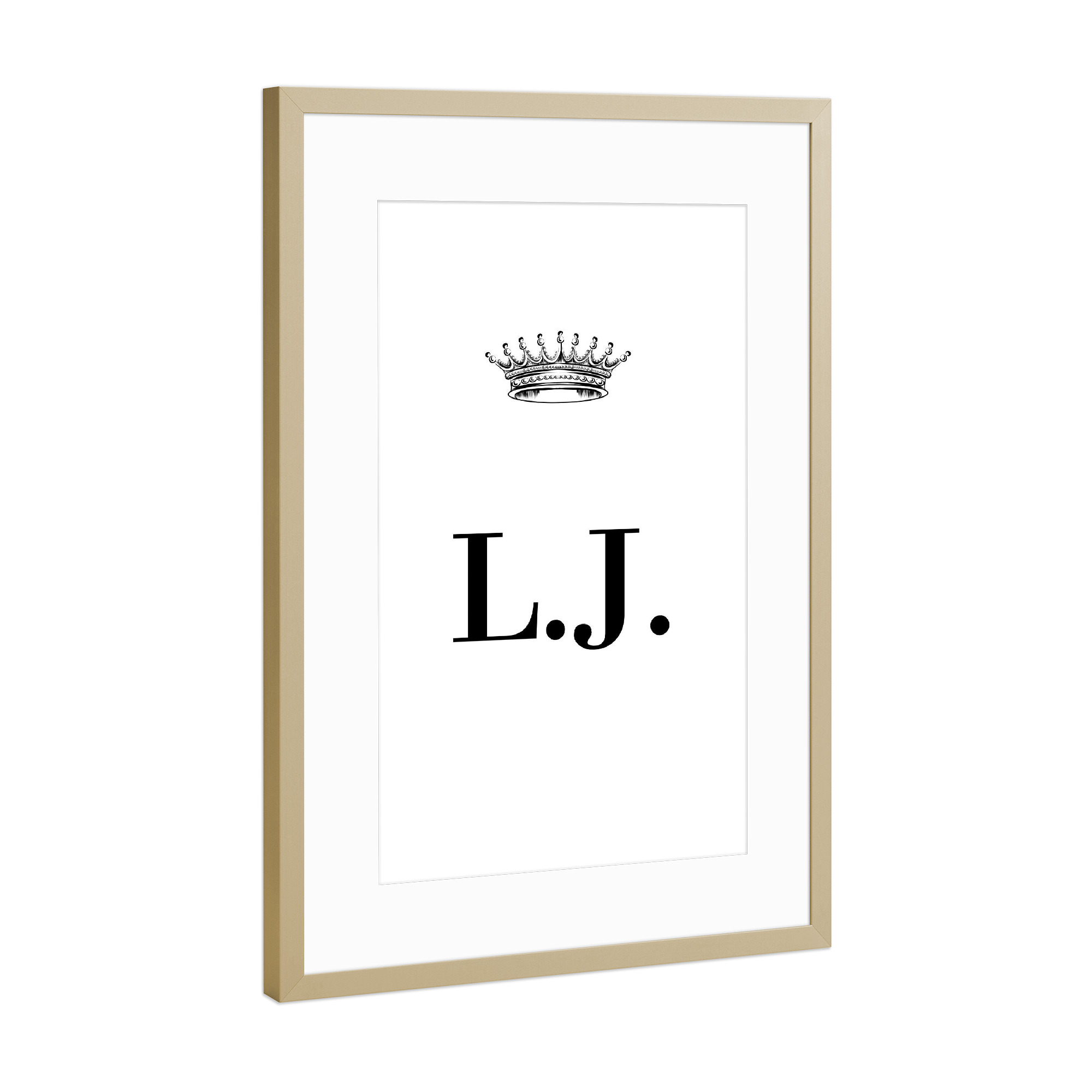 Poster mit Rahmen Gold "Queen LJ" artboxONE - Schwarzweiß,Buchstaben