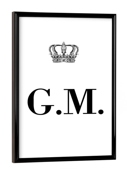 Poster mit schwarzem Rahmen "King GM" artboxONE - Schwarzweiß,Buchstaben