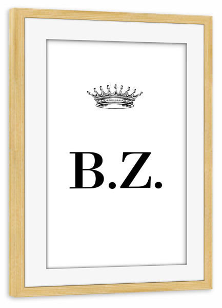 Poster mit Rahmen kiefer "Queen BZ" artboxONE - Schwarzweiß,Buchstaben