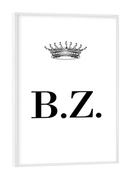 Poster mit weißem Rahmen "Queen BZ" artboxONE - Schwarzweiß,Buchstaben