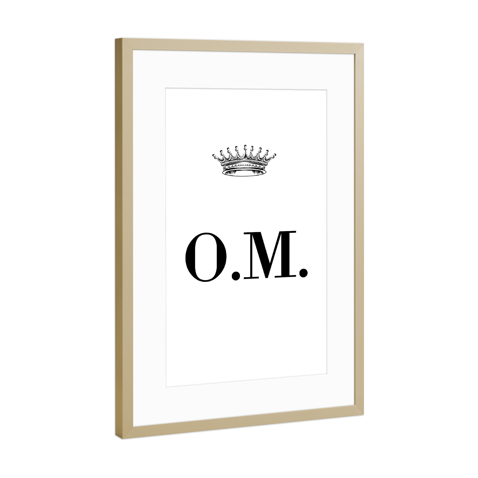 Poster mit Rahmen Gold "Queen OM" artboxONE - Schwarzweiß,Buchstaben