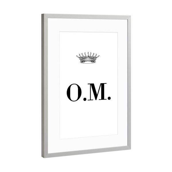 Poster mit Rahmen Silber "Queen OM" artboxONE - Schwarzweiß,Buchstaben